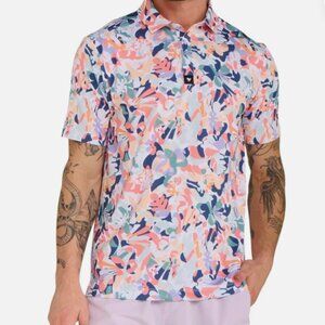 Bad Birdie Mens Golf Polo Shirt Multicolor Color In Bloom Size Large